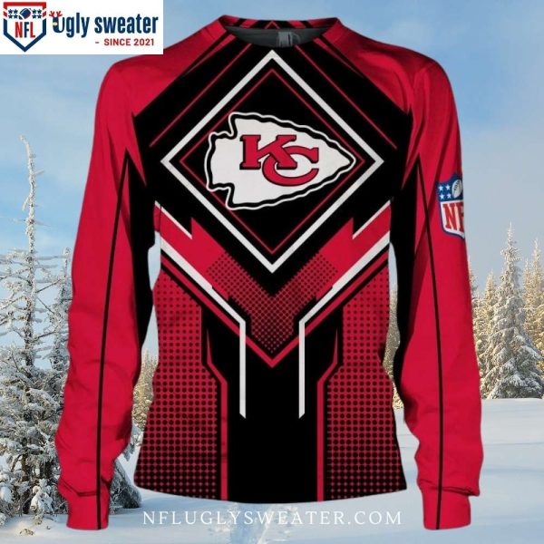 Kansas City Chiefs Gifts For Fans – Black And Red Pattern Ugly Christmas Sweater