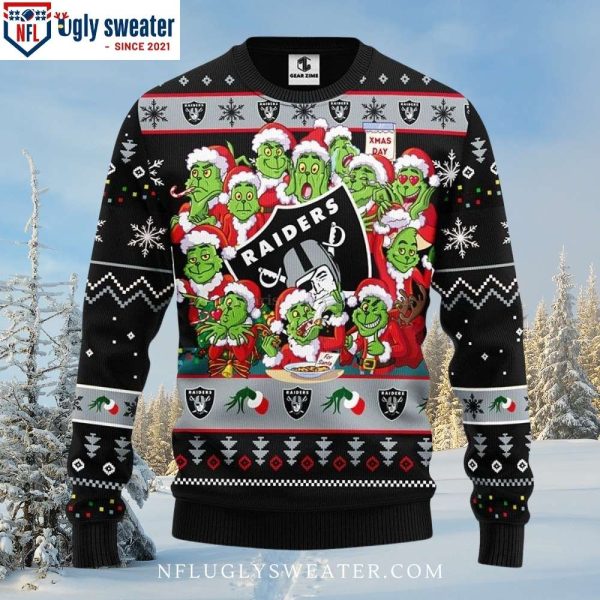 12 Grinch And Raiders Logo Print Ugly Christmas Sweater – Stand Out In Style