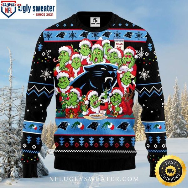 12 Grinch Xmas Day Carolina Panthers Ugly Christmas Sweater