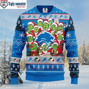 12 Grinch Xmas Day Graphic Ugly Christmas Sweater – Detroit Lions Edition