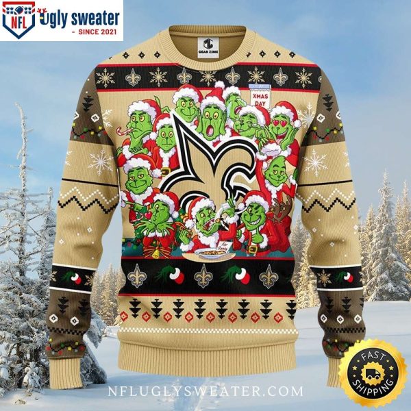 12 Grinch Xmas Day – New Orleans Saints Ugly Xmas Sweater