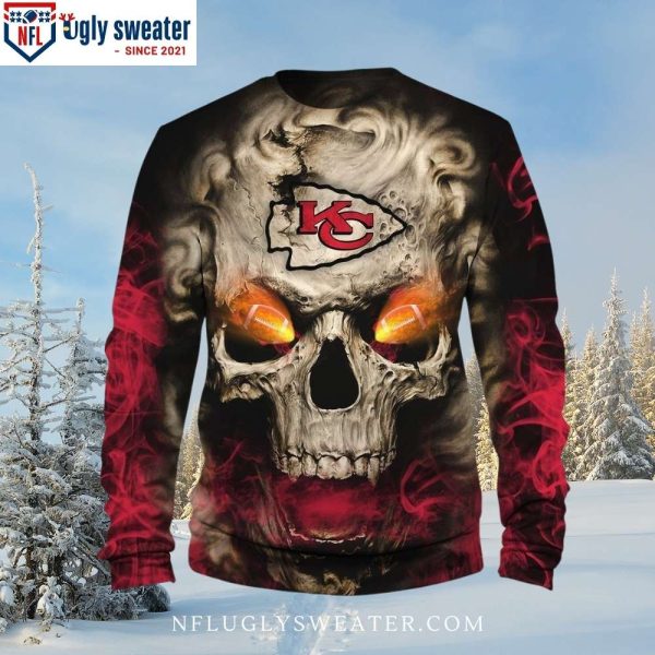 Kansas City Chiefs Ugly Christmas Sweater – Fire Skull Design