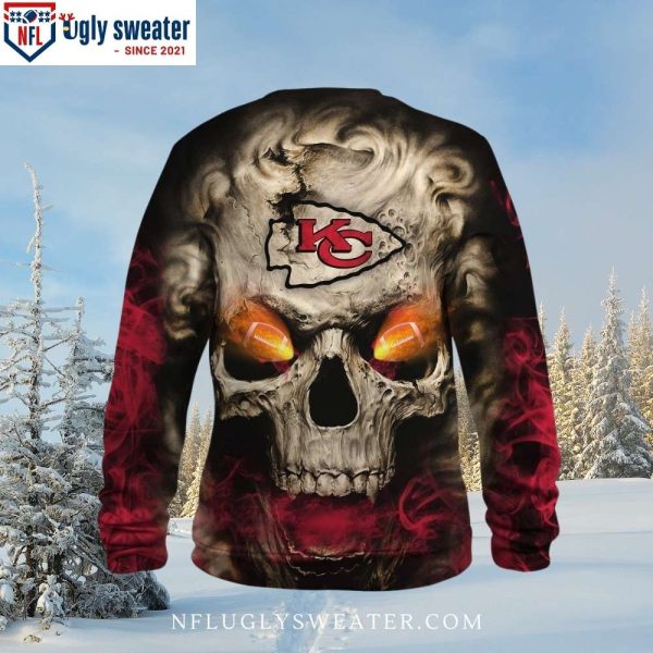 Kansas City Chiefs Ugly Christmas Sweater – Fire Skull Design