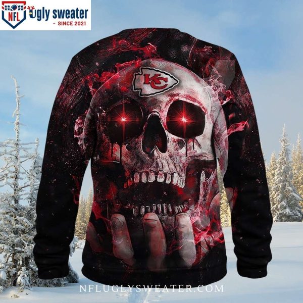 Ugly Christmas Sweater Featuring Kansas City Chiefs Skull Design