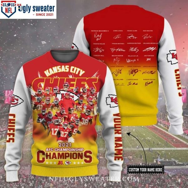 Personalized Kansas City Chiefs NFL Champions Ugly Christmas Sweater