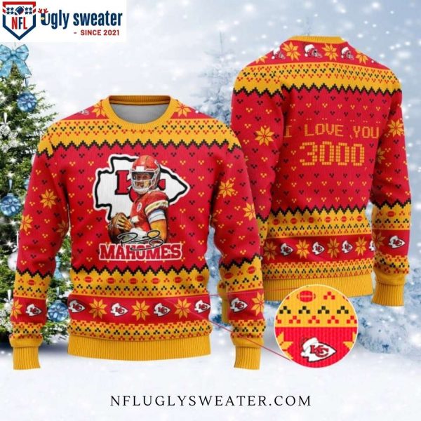 Patrick Mahomes I Love You 3000 Kc Chiefs Ugly Christmas Sweater