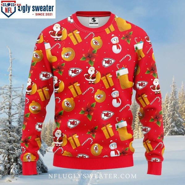 NFL Kc Chiefs Kingdom Ugly Christmas Sweater – Santa Claus Snowman Fun