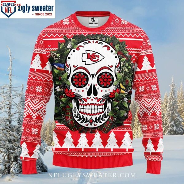 NFL Kc Chiefs Kingdom Holiday Sweater – Skull Flower Edition