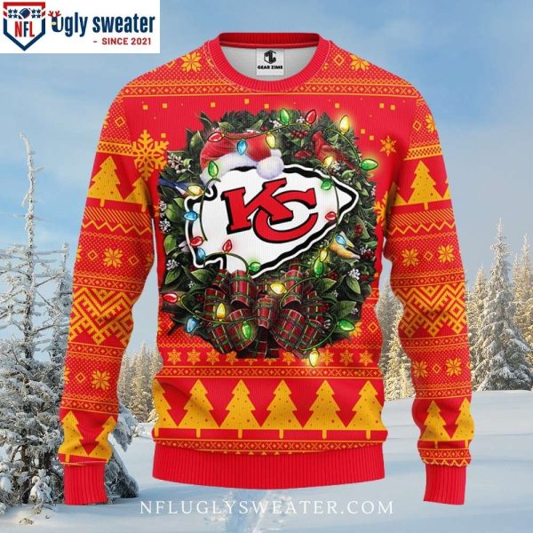 Kansas City Chiefs Ugly Christmas Sweater – Festive Logo Print With Christmas Hat