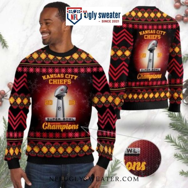 NFL Cup Super Bowl Champions Kansas City Chiefs Ugly Christmas Sweater