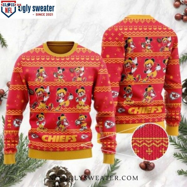 Kansas City Chiefs Holiday Sweater – Festive Disney Mickey Mouse Design