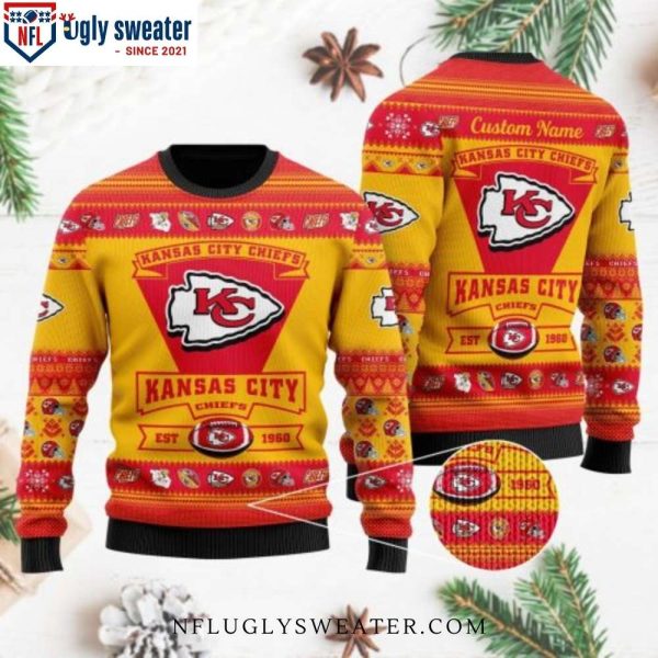 Personalized Kansas City Chiefs Ugly Christmas Sweater – Team Logo Edition