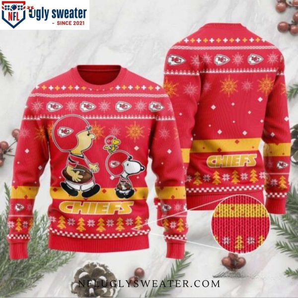 Kansas City Chiefs Ugly Christmas Sweater With Charlie Brown Peanuts Snoopy