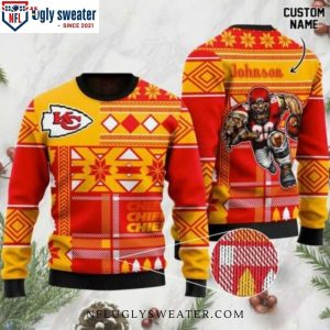 Kansas City Chiefs Logo And Mascot Custom Name Christmas Sweater