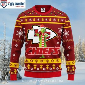 Spread Holiday Cheer With Kansas City Chiefs Funny Grinch Sweater