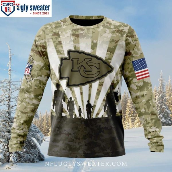 Kansas City Chiefs Logo Honor Veterans Ugly Christmas Sweater