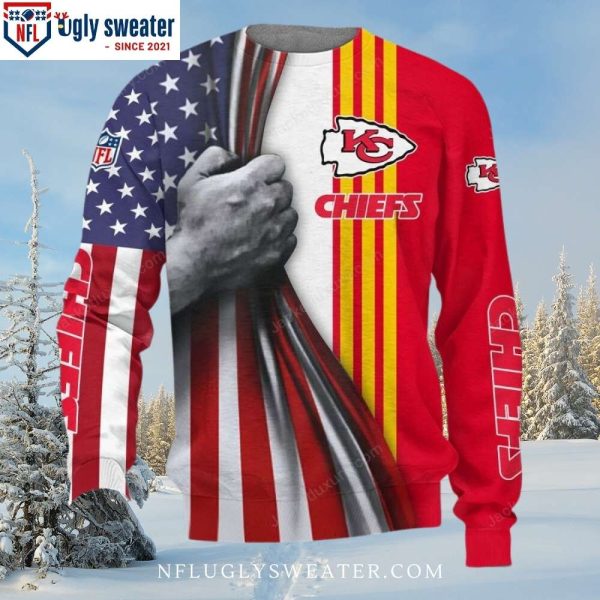 Kansas City Chiefs American Flag Ugly Christmas Sweater