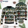 Edgy Skull Motifs American Flags On Green Bay Packers Ugly Christmas Sweater