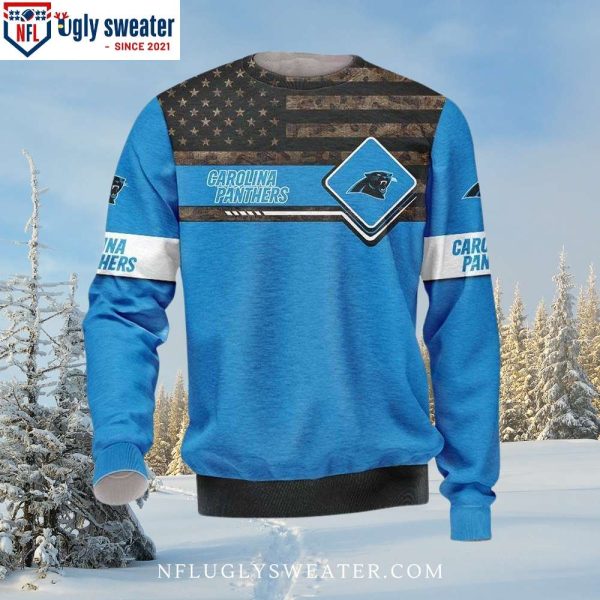 American Flag Design Carolina Panthers Christmas Sweater