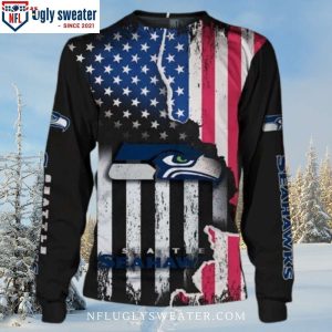 American Flag Graphic Seattle Seahawks Ugly Christmas Sweater