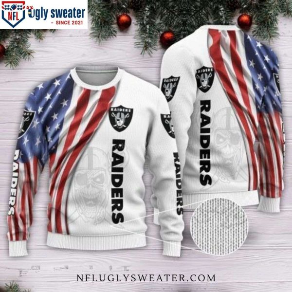 American Flag Oakland Raiders Ugly Christmas Sweater – Unique Gift Idea