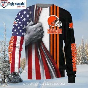 American Flag Pattern Cleveland Browns Christmas Sweater – Game Day Style