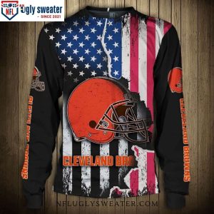 American Flag Pattern Cleveland Browns Ugly Sweater – Patriotic Fan Gear