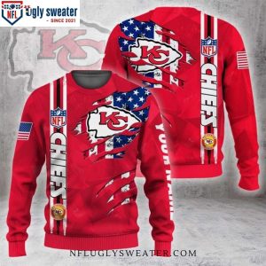 American Flag Pattern Kansas City Chiefs Ugly Christmas Sweater