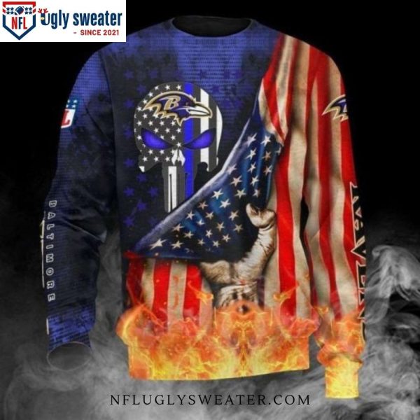 American Flag Pride Ravens Ugly Christmas Sweater