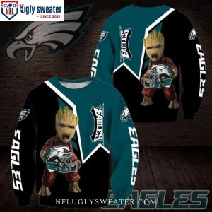 Angry Baby Groot Philadelphia Eagles All Over Print Ugly Christmas Sweater