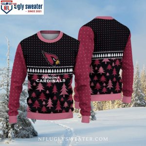 Arizona Cardinals Christmas Sweater With Black And Pine Trees Design