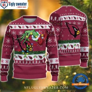 Arizona Cardinals Grinch Stealing Xmas Ugly Christmas Sweater