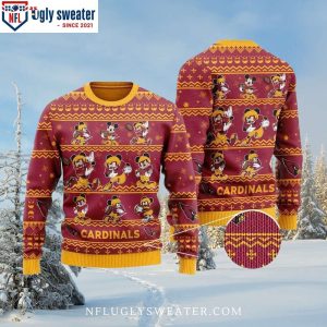 Arizona Cardinals Mickey And Friends Ugly Christmas Sweater