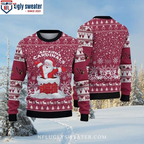 Arizona Cardinals Santa In Chimney Ugly Xmas Sweater