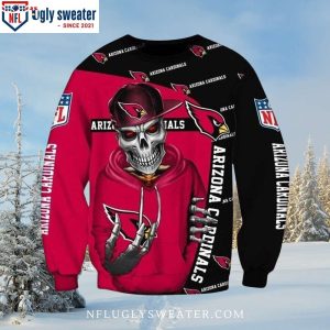 Arizona Cardinals Ugly Sweater With Skeleton And Hoodie Design