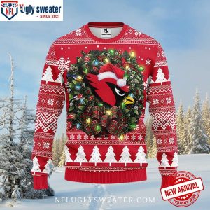 Arizona Cardinals Wreath Lights Design Ugly Xmas Sweater