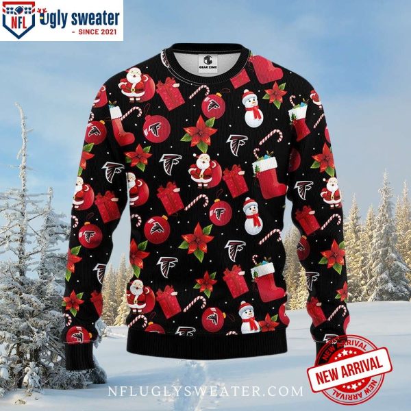 Atlanta Falcons Christmas Ugly Sweater With Ornaments And Snowmen