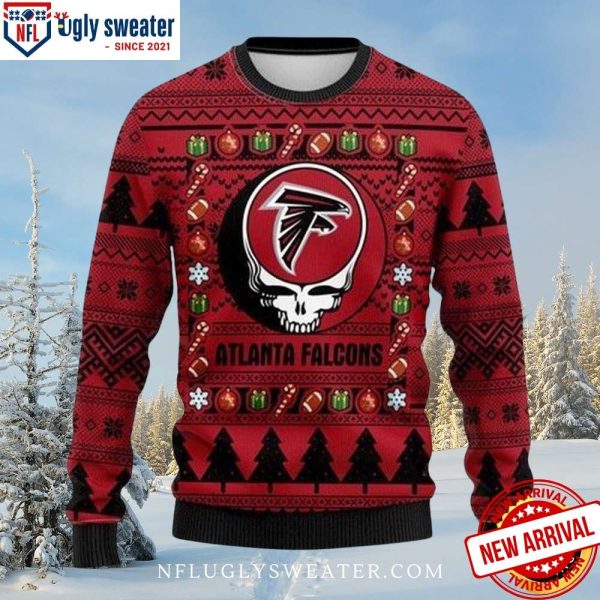 Atlanta Falcons Skull And Ornaments Ugly Xmas Sweater