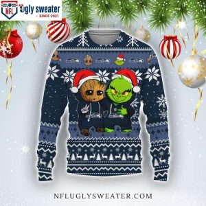 Baby Groot And Grinch Best Friend Seattle Seahawks Christmas Sweater