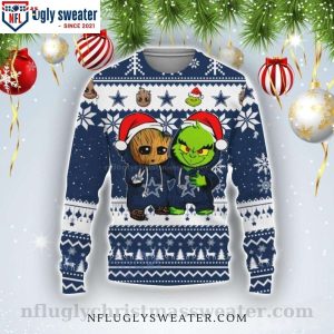 Baby Groot And Grinch Best Friends – Dallas Cowboys Ugly Christmas Sweater