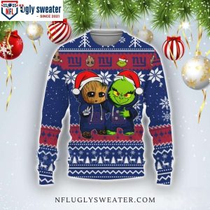 Baby Groot And Grinch Best Friends Graphics Ny Giants Ugly Christmas Sweater