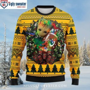 Baby Groot Hug NFL Football – Packers Ugly Christmas Sweater