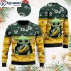 Bold Green Skull Graphic On Green Bay Packers Ugly Christmas Sweater