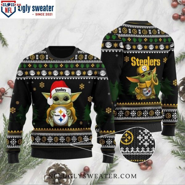 Baby Yoda Hug Logo Pittsburgh Steelers Ugly Christmas Sweater