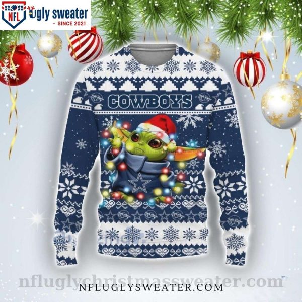 Baby Yoda Star Wars – Xmas Lights – Dallas Cowboys Ugly Christmas Sweater