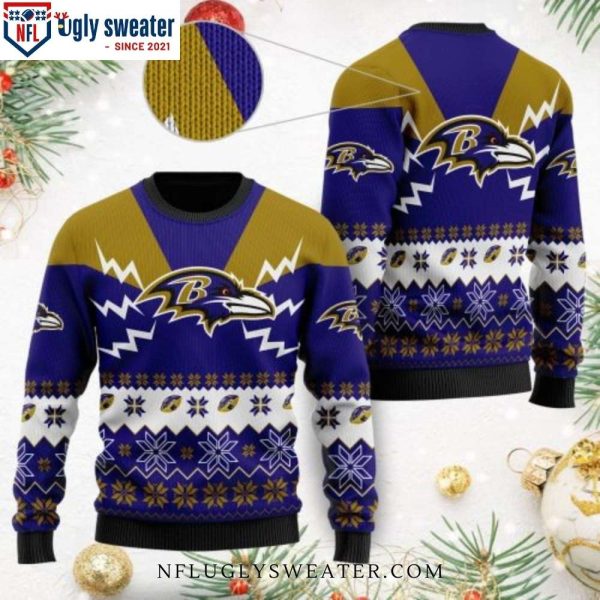 Baltimore Ravens Christmas Sweater – Cozy Snow Pattern Design