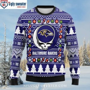 Baltimore Ravens Christmas Sweater With Grateful Dead Artwork 2