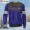 Baltimore Ravens Christmas Sweater With Whimsical Minion Graphics