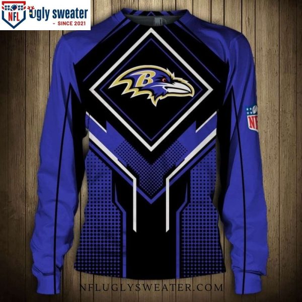 Baltimore Ravens Logo Blaze Ugly Christmas Sweater Unique Gift For Fans