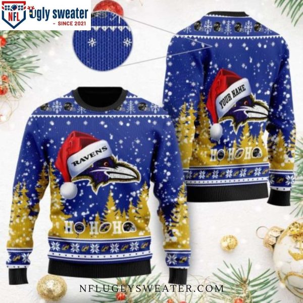 Baltimore Ravens Symbol Wearing Santa Claus Hat Ugly Sweater For Him